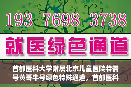 首都医科大学附属北京儿童医院特需号黄哥牛号绿色特殊通道，首都医科大学附属北京儿童医院特需号黄哥牛号绿色通道，专属医疗服务的探索与实践