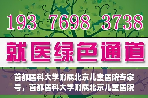 首都医科大学附属北京儿童医院专家号，首都医科大学附属北京儿童医院专家号解析，权威医疗团队的专业解读与诊疗服务