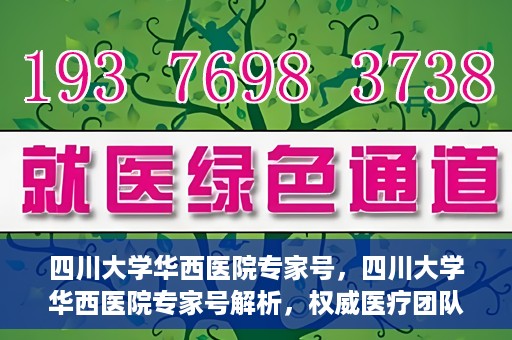 四川大学华西医院专家号，四川大学华西医院专家号解析，权威医疗团队与尖端诊疗技术共筑健康防线