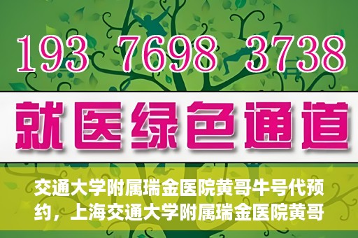 交通大学附属瑞金医院黄哥牛号代预约，上海交通大学附属瑞金医院黄哥牛号预约服务解析