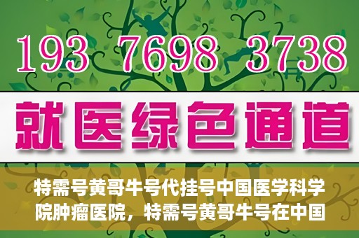 特需号黄哥牛号代挂号中国医学科学院肿瘤医院，特需号黄哥牛号在中国医学科学院肿瘤医院代挂号实录