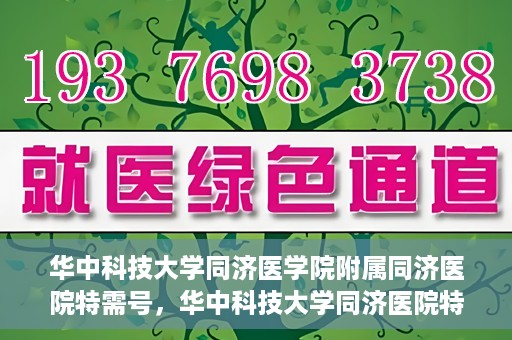 华中科技大学同济医学院附属同济医院特需号，华中科技大学同济医院特需号服务详解