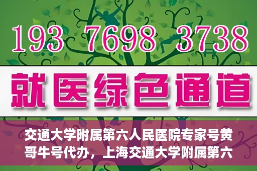 交通大学附属第六人民医院专家号黄哥牛号代办，上海交通大学附属第六人民医院专家号黄哥牛号预约代办服务解析
