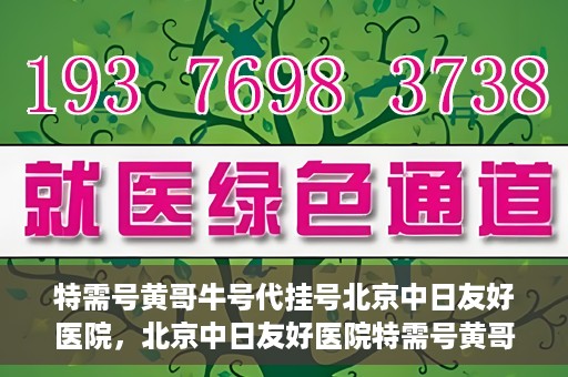 特需号黄哥牛号代挂号北京中日友好医院，北京中日友好医院特需号黄哥牛号代挂号服务详解