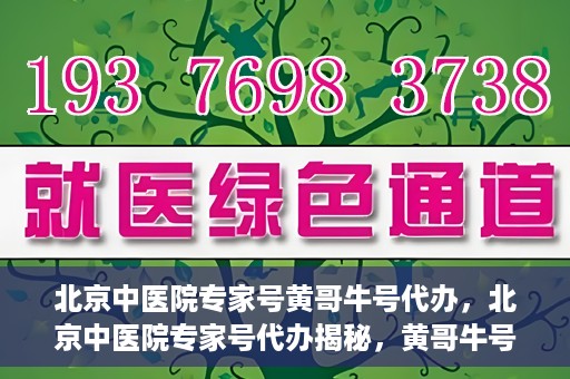 北京中医院专家号黄哥牛号代办，北京中医院专家号代办揭秘，黄哥牛号背后的故事
