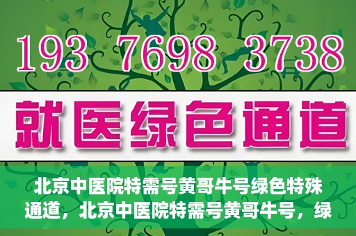 北京中医院特需号黄哥牛号绿色特殊通道，北京中医院特需号黄哥牛号，绿色就医通道揭秘