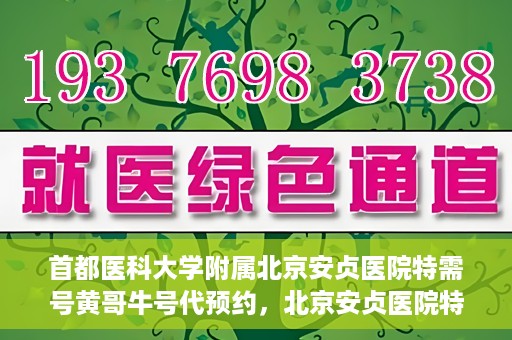 首都医科大学附属北京安贞医院特需号黄哥牛号代预约，北京安贞医院特需号黄哥预约服务解析，便捷就医新选择