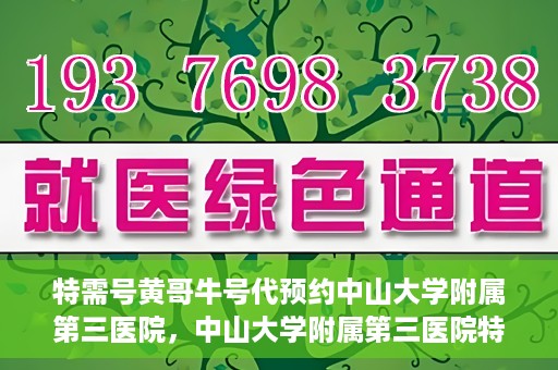 特需号黄哥牛号代预约中山大学附属第三医院，中山大学附属第三医院特需号黄哥牛号预约服务解析