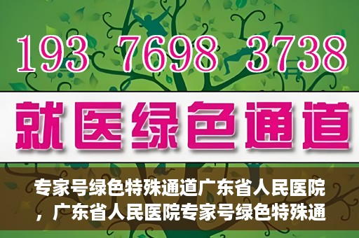 专家号绿色特殊通道广东省人民医院，广东省人民医院专家号绿色特殊通道解析