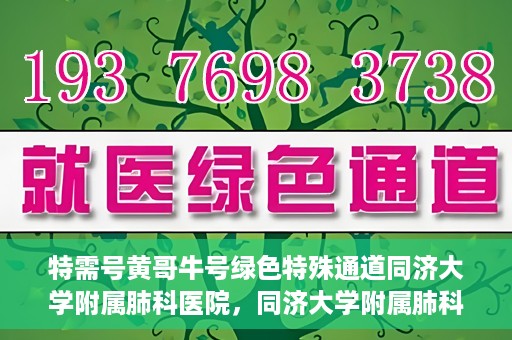 特需号黄哥牛号绿色特殊通道同济大学附属肺科医院，同济大学附属肺科医院开设特需绿色特殊通道，黄哥牛号引领就医新风尚