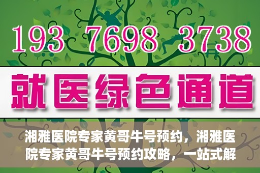 湘雅医院专家黄哥牛号预约，湘雅医院专家黄哥牛号预约攻略，一站式解决您的健康需求
