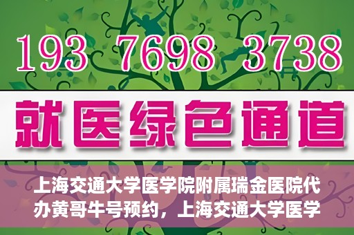 上海交通大学医学院附属瑞金医院代办黄哥牛号预约，上海交通大学医学院附属瑞金医院预约挂号代办服务解析，黄哥牛号预约详解