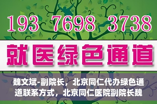 魏文斌-副院长，北京同仁代办绿色通道联系方式，北京同仁医院副院长魏文斌与绿色通道代办联系方式揭秘
