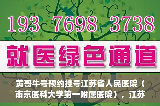 黄哥牛号预约挂号江苏省人民医院（南京医科大学第一附属医院），江苏省人民医院（南京医科大学第一附属医院）黄哥牛号预约挂号服务启动