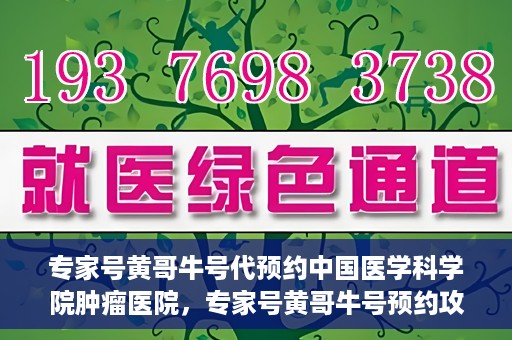 专家号黄哥牛号代预约中国医学科学院肿瘤医院，专家号黄哥牛号预约攻略，中国医学科学院肿瘤医院就医指南