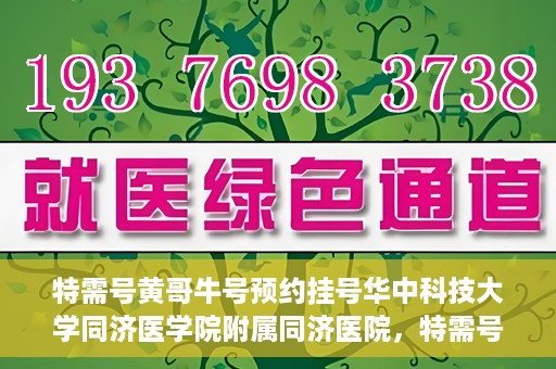 特需号黄哥牛号预约挂号华中科技大学同济医学院附属同济医院，特需号黄哥牛号——同济医院预约挂号攻略