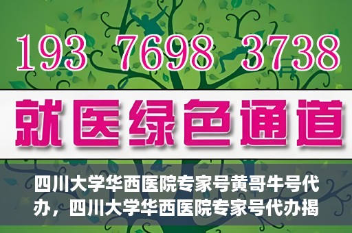 四川大学华西医院专家号黄哥牛号代办，四川大学华西医院专家号代办揭秘，黄哥牛号背后的故事