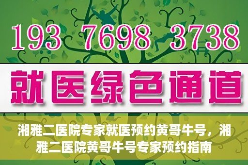 湘雅二医院专家就医预约黄哥牛号，湘雅二医院黄哥牛号专家预约指南
