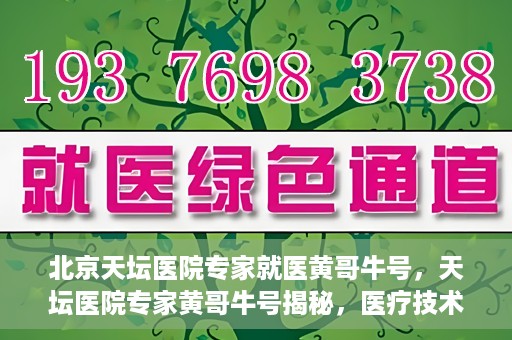 北京天坛医院专家就医黄哥牛号，天坛医院专家黄哥牛号揭秘，医疗技术与人文关怀并重