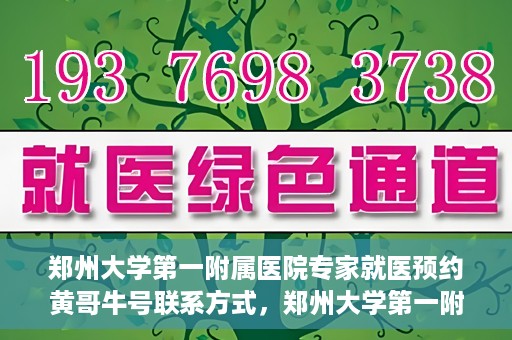 郑州大学第一附属医院专家就医预约黄哥牛号联系方式，郑州大学第一附属医院专家就医预约，黄哥牛号联系方式全解析