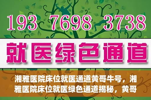 湘雅医院床位就医通道黄哥牛号，湘雅医院床位就医绿色通道揭秘，黄哥牛号领航就医新航道