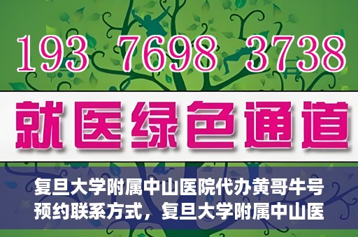 复旦大学附属中山医院代办黄哥牛号预约联系方式，复旦大学附属中山医院预约挂号联系方式及代办服务详解，黄哥牛号预约攻略