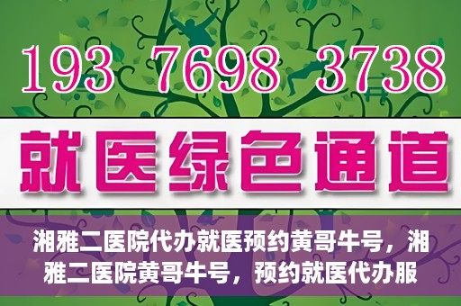 湘雅二医院代办就医预约黄哥牛号，湘雅二医院黄哥牛号，预约就医代办服务详解