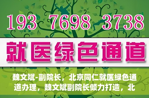 魏文斌-副院长，北京同仁就医绿色通道办理，魏文斌副院长倾力打造，北京同仁就医绿色通道办理新策略
