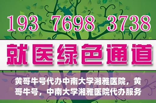黄哥牛号代办中南大学湘雅医院，黄哥牛号，中南大学湘雅医院代办服务详解