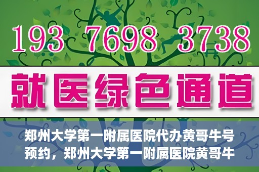 郑州大学第一附属医院代办黄哥牛号预约，郑州大学第一附属医院黄哥牛号预约代办服务解析