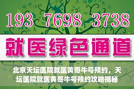 北京天坛医院就医黄哥牛号预约，天坛医院就医黄哥牛号预约攻略揭秘