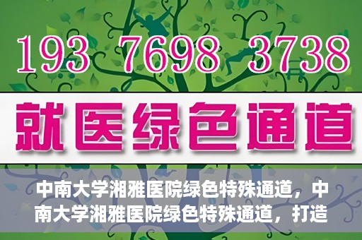 中南大学湘雅医院绿色特殊通道，中南大学湘雅医院绿色特殊通道，打造医疗服务的绿色通道新篇章