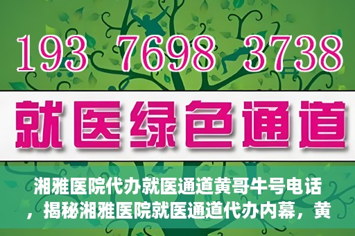 湘雅医院代办就医通道黄哥牛号电话，揭秘湘雅医院就医通道代办内幕，黄哥牛号电话背后的故事