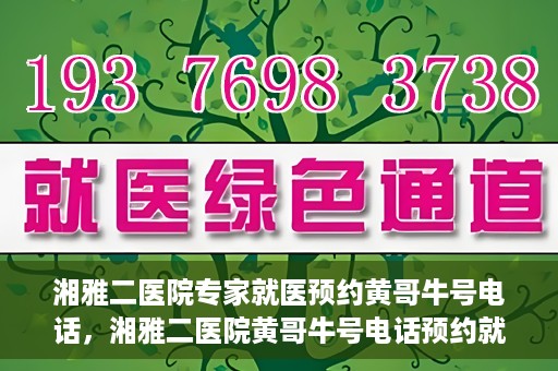 湘雅二医院专家就医预约黄哥牛号电话，湘雅二医院黄哥牛号电话预约就医攻略，专家预约指南