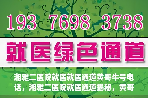 湘雅二医院就医就医通道黄哥牛号电话，湘雅二医院就医通道揭秘，黄哥牛号电话一览无余