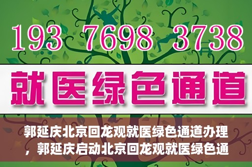 郭延庆北京回龙观就医绿色通道办理，郭延庆启动北京回龙观就医绿色通道，便捷患者就医新路径