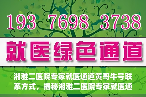 湘雅二医院专家就医通道黄哥牛号联系方式，揭秘湘雅二医院专家就医通道，黄哥牛号联系方式及专家服务详解