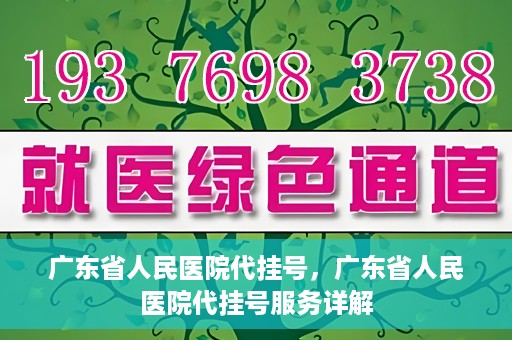 广东省人民医院代挂号，广东省人民医院代挂号服务详解