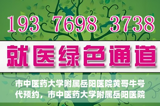 市中医药大学附属岳阳医院黄哥牛号代预约，市中医药大学附属岳阳医院黄哥牛号预约服务启动