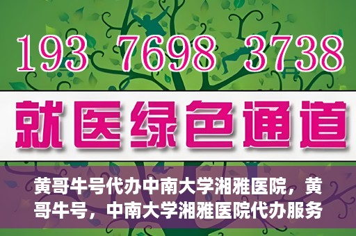 黄哥牛号代办中南大学湘雅医院，黄哥牛号，中南大学湘雅医院代办服务详解