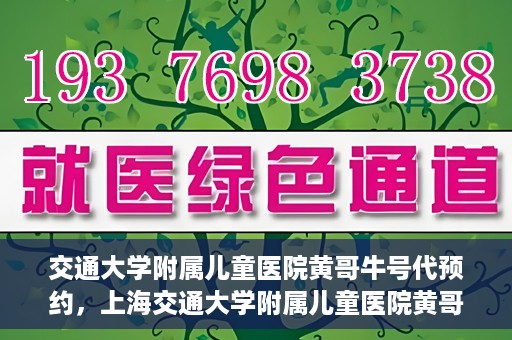 交通大学附属儿童医院黄哥牛号代预约，上海交通大学附属儿童医院黄哥牛号预约指南，轻松预约，关爱儿童健康之路