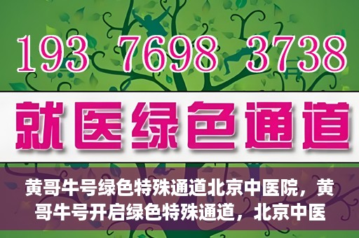 黄哥牛号绿色特殊通道北京中医院，黄哥牛号开启绿色特殊通道，北京中医院助力健康中国行