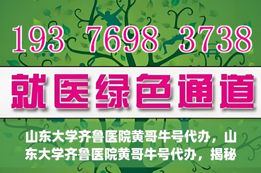 山东大学齐鲁医院黄哥牛号代办，山东大学齐鲁医院黄哥牛号代办，揭秘背后的故事与真相