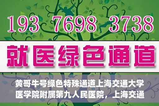 黄哥牛号绿色特殊通道上海交通大学医学院附属第九人民医院，上海交通大学医学院附属第九人民医院开通绿色特殊通道——黄哥牛号服务新篇章