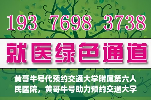黄哥牛号代预约交通大学附属第六人民医院，黄哥牛号助力预约交通大学附属第六人民医院服务