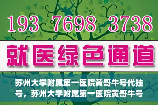 苏州大学附属第一医院黄哥牛号代挂号，苏州大学附属第一医院黄哥牛号代挂号服务解析