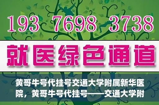 黄哥牛号代挂号交通大学附属新华医院，黄哥牛号代挂号——交通大学附属新华医院的健康护航之路
