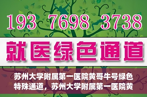 苏州大学附属第一医院黄哥牛号绿色特殊通道，苏州大学附属第一医院黄哥牛号，绿色特殊通道的守护力量