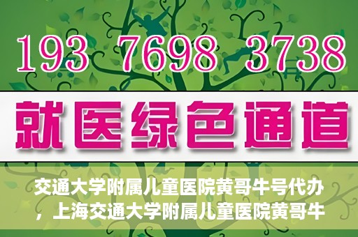 交通大学附属儿童医院黄哥牛号代办，上海交通大学附属儿童医院黄哥牛号代办揭秘，真相与警示