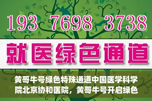 黄哥牛号绿色特殊通道中国医学科学院北京协和医院，黄哥牛号开启绿色特殊通道，北京协和医院助力健康中国行
